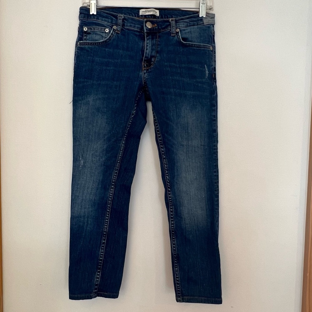 Zara Women sz 4 cropped Classic Denim blue Jeans 24.5” inseam GUC European pants